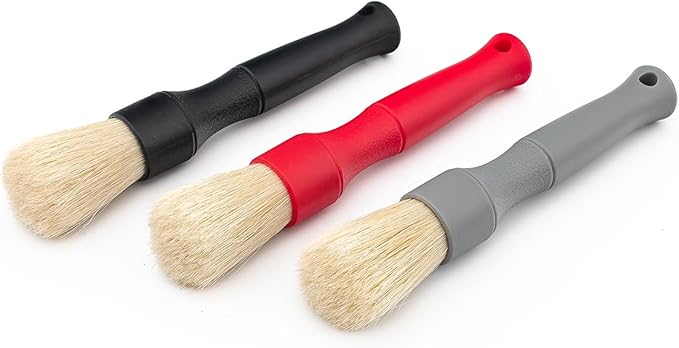 Detail Factory Boar Hair Detailing Brush Large, Comfortable Grip and Heavy-Duty Scrubbing for Interior, Exterior, Engine Bay, Wheels, Exhaust Tips, Textured Plastic