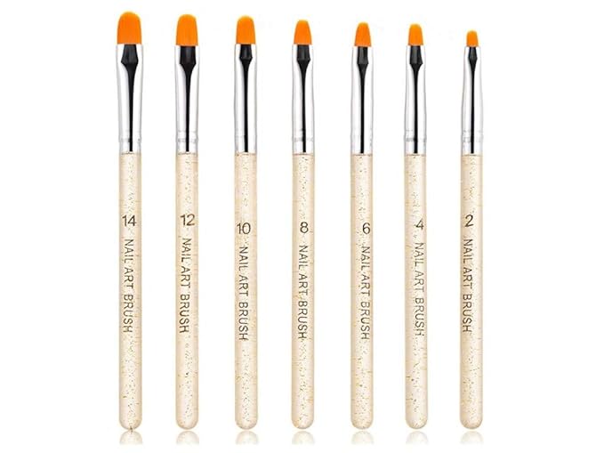 7Pcs Uv Gel Nail Brush, Poly Extension Gel Brush, Nail Art Tips Builder Painting Pen Set(No.2/4/6/8/10/12/14)