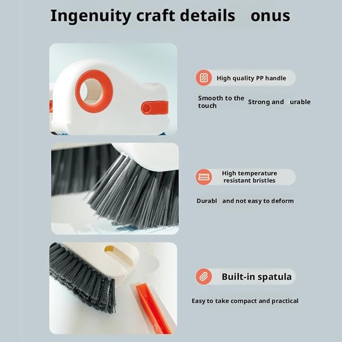 2 in 1 Groove Cleaning Brush, Window Track Cleaning Tools, Multifunction Window Track Cleaner with Hard Bristle and Hidden Scraper, Crevice Brush for Sliding Door Track,for Window Tracks (Gray 1pc)