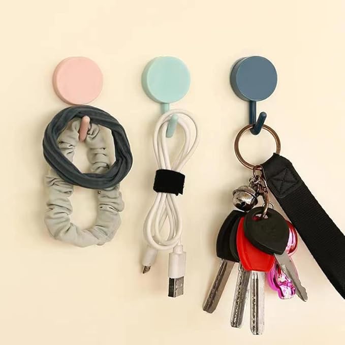 12 Pack Adhesive Hooks Cute Utility Hooks, Key Hooks for Wall Decorative, for Hanging Hat, Towel, Key, Towel Hook Wall Mount for Home, Kitchen, Bathroom, Office