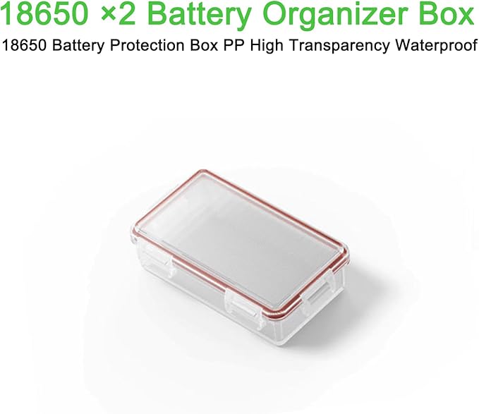 Fielect 2 x 18650 Battery Storage Case Holder Organizer Box Transparent 2Pcs