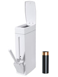 Slim Bathroom Trash Can,Bathroom Trash Can with Toilet Brush and Holder Set 4.5 Liter / 1.2 Gallon Press-Type Plastic Garbage Can Slim Rectangular Trash Bin for Toilet