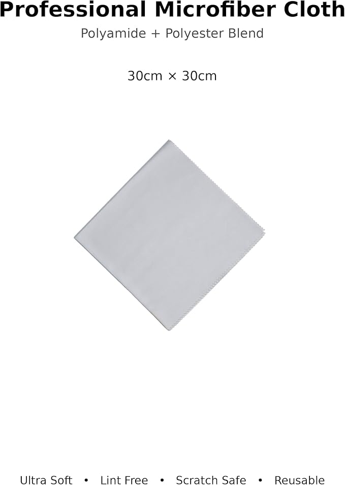 Microfiber Polyamide and Polyester Cleaning Cloth for Everywhere, Glasses, Screens & Delicate Surfaces – Soft, Camera Lens, Car Interior, Piano Black, Lint-Free, Reusable Zigzag Edge (Gray)