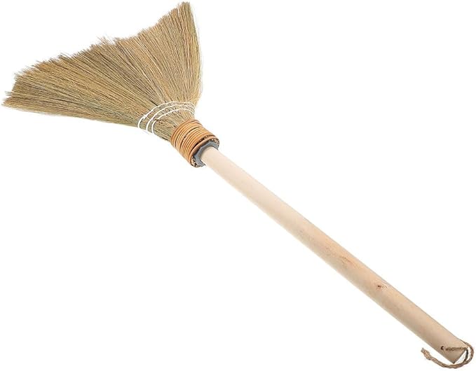 Natural Corn Whisk Broom with Detachable Handle 26.37In Lightweight Soft Bristle Sweeper for Indoor Outdoor Floor Cleaning Garage Garden