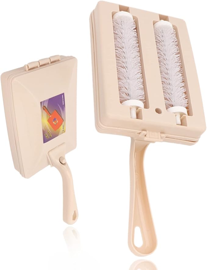 Handheld Carpet Sweeper, Double Roller Short Handle Dust Cleansing Brush Manual Sweeping Brush for Bed Clothes Desktop Carpet Sofa