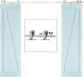 TSMST 7.5FT Sliding Barn Door Hardware Kit, Top Mount Stainless Steel Heavy Duty Sturdy Barn Door Track for Double Wood Door, Slide Smoothly Quietly (T Style)