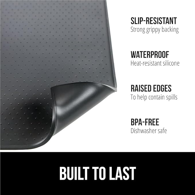 GORILLA GRIP Silicone Coffee Mat, Espresso Machine Bar Accessories, Keep Kitchen Counters Clean, Stays in Place, Waterproof and Heat Resistant Dish Drying Mats, Home Decor Essentials, 11.5x18.6, Black