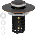 Universal Bathroom Sink Drain Strainer Hair Catcher Upgraded with Removable Stainless Steel Filter Basket, 3 in 1 Pop Up Sink Stopper for 1.1''~2.36'' Sink Basin Hole, Oil Rubbed Bronze