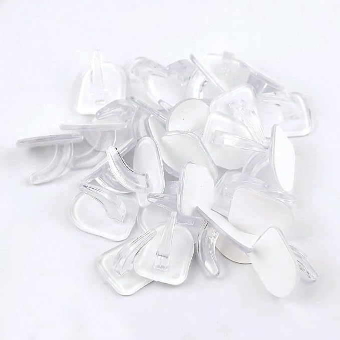 24 Pieces Small Seamless Clear Adhesive Wall Hooks for Hanging, Transparent Sticky Command Hooks for Bathroom Bedroom Kitchen