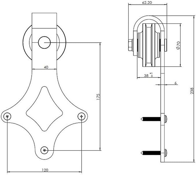 Rio Salto Gold Barn Door Hardware Kit 72" Adjustable Length 6FT Track, Diamond Shaped Rollers, Sliding Door Modern for Closet Bathroom Office Brushed Gold (6ft Diamond Shape)