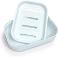 Double Layer Draining Soap Dish, Plastic Dishwashing Sponge Soap Holder for Kitchen, Bathroom, and Washstand (Light Blue)