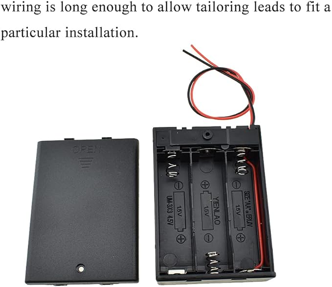 HAHIYO 4.5V AA Battery Holder Bundle with Wire Sturdy Cover Flexible Springs Contact Build-in Switch Batteries Black Case Easy Install 6 Pieces for Wall Clocks Ham Radio Kids Toys
