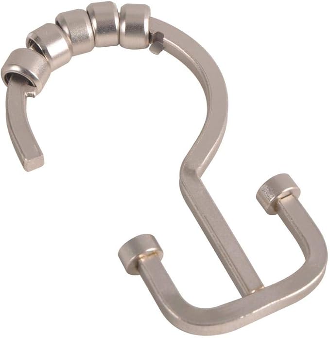 Utopia Alley Deco Flat Double Roller Shower Curtain Hooks, Satin Nickel
