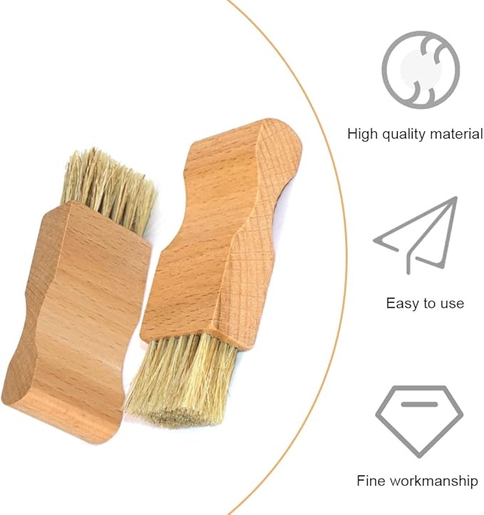 2 Pcs Shoe Polish Applicator Brushes Small Shoe Cleaning Brushes Wooden Handle Shine Shoes Brushes for Leather Boots Shoes Bags