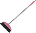 Unomor Clean Broom Stainless Steel Household Broom with Long Handle Soft Bristle Sweeping for Indoor and Outdoor Floor Cleaning Compact Reusable Dust Brush Pink 34.37 * 11.96 * 1.18in