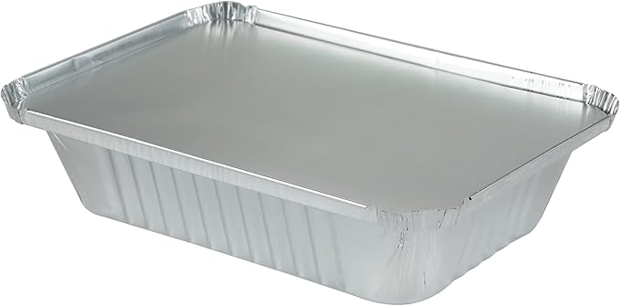 25Pack Disposable Aluminum Foil Pans with Lids, Heavy Duty Bread Tins 2.25LB - Capacity 8.5x6.3” Takeout Pans, Tin Foil for Reheating, Baking