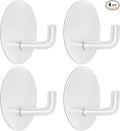 Adhesive Hooks for Bathrooms, 4 Piece Towel Hooks for Hanging Hat Robe Coat, Stick on Hooks for Kitchens, Strong Self-Adhesive No Damage Waterproof Stainless Steel Sticky Hook (White)