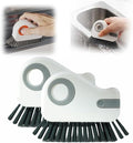 2 in 1 Groove Cleaning Brush Window Track Cleaning Tools, 2025 Upgrade Multifunction Hard Bristle Crevice Cleaner Brush with Hidden Scraper for Sliding Door Track, Window Sill (Grey 2PCS)