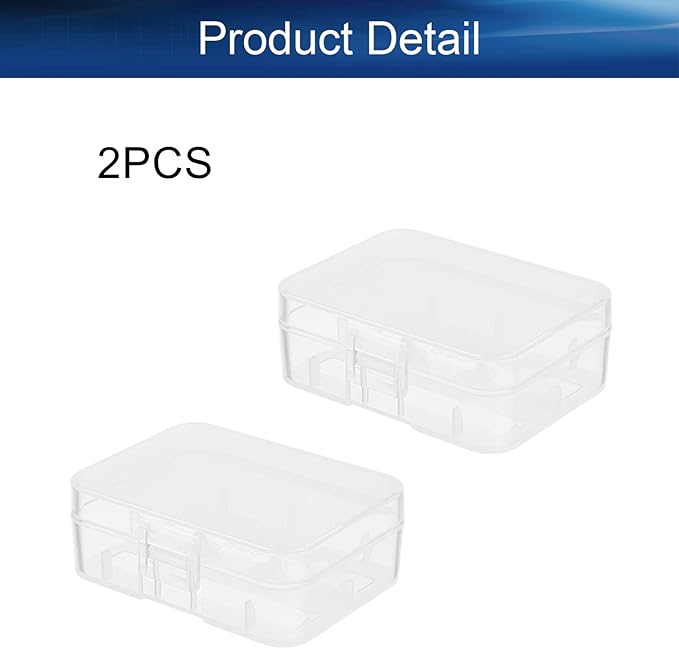 Heyiarbeit Battery Organizer Box PP Battery Storage Case Battery Holder Storage for 18500 Carrying Battery Transparent 2Pcs