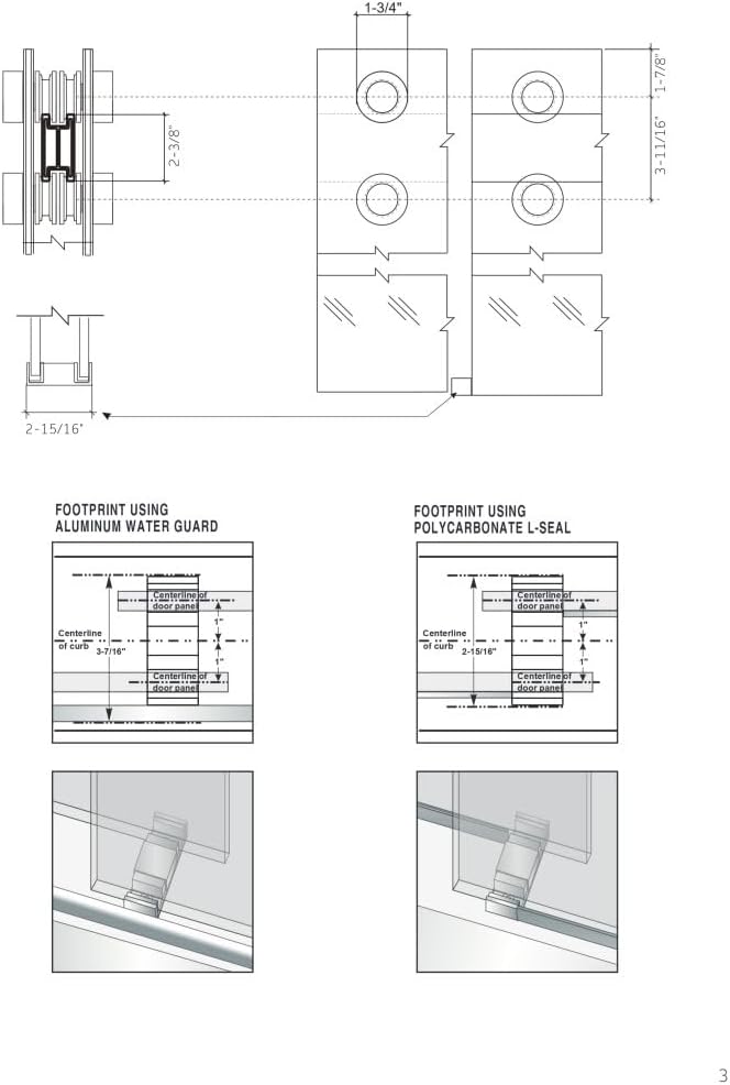 Monaco 56.5-60" W x 78" H 3/8" Twinglide Frameless Shower Door with Tempered Rain Glass (Brushed Nickel)