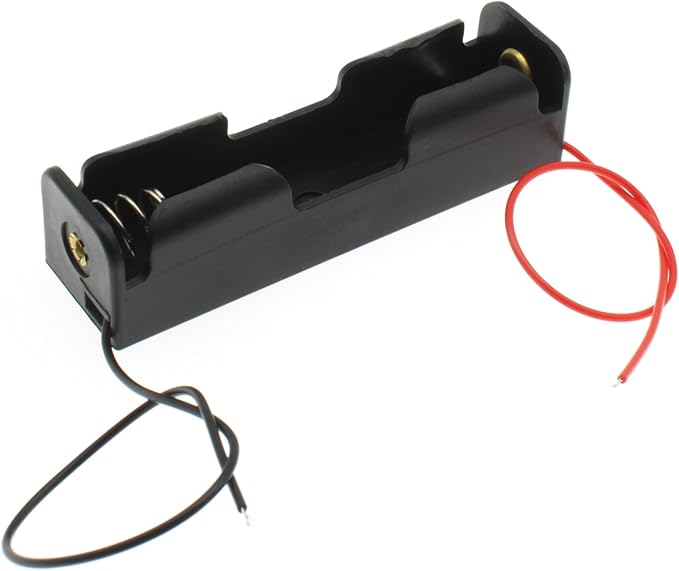 2PCS 18650 Battery Holder with Lead Wire Bundle 18650 Battery Holder 3.7V DIY Battery Storage Boxes Black Plastic Battery Case Kit