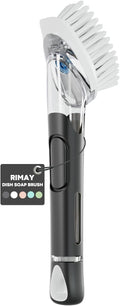 RIMAY Soap Dispensing Dish Brush, Dish Scrubber with Soap Dispenser, Dish Soap Brush, Dish Wand with Soap Dispenser Kitchen Brush for Dishes, Pans, Sink, Pots