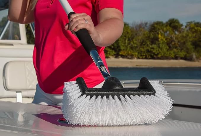 Big Bird Brush (Stiff) White Boat Deck Scrub Brush for Cleaning and Washing - Boat Cleaner & Car Cleaner - Snap-On Attachment Only