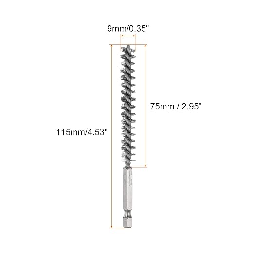 HARFINGTON 5Pcs Bore Brush Stainless Steel 9mm Dia Cleaning Twisted Wire Brush Tube Pipe Cleaner with Handle 1/4 Inch Hex Shank for Tubes, Ports, Bearings