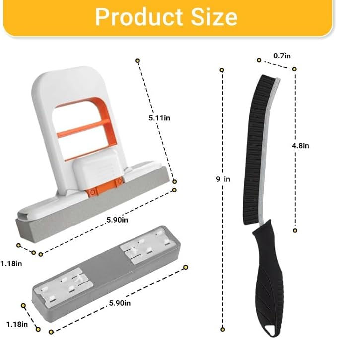 Mini Mop and Cleaning Brush Set, Foldable Self-Squeeze Sponge Mini Mop & Hard Bristle Crevice Cleaning Brush for Small Spaces, Tight Spaces, Gaps, Grout Cleaning, Kitchen, Bathroom, Desktop