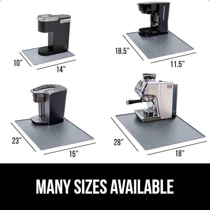 GORILLA GRIP Silicone Coffee Mat, 18x28, Espresso Machine Bar Accessories, Keep Kitchen Counters Clean, Stays in Place, Waterproof and Heat Resistant Dish Drying Mats, Home Decor Essentials, Gray