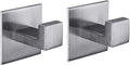 Flybath Coat Hook SUS 304 Stainless Steel Square Towel Robe Hooks Wall Mounted Self Adhesive (No Drilling), Brushed Finish - 2 Pack