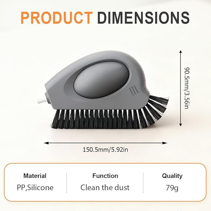 2 in 1 Groove Cleaning Brush, 2025 New Window Track Cleaning Tools, Multifunction Window Track Cleaner with Hard Bristle and Hidden Scraper, Crevice Brush for Sliding Door Track, Window Seal, Sill (2)