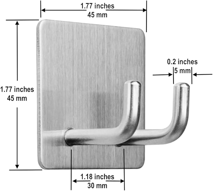 Adhesive Hooks, Razor Holder for Shower, Stick Bathroom Wall Towel Hooks, Stainless Steel Door Hangers for Coat Loofah Robes, Self Adhesive Room Organizer, 4 Pack