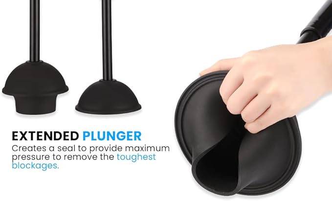 Toilet Brush & Plunger Set - Toilet Bowl Brush and Holder, 2 in 1 Bristle Toilet Brush & Plunger Set for Bathroom