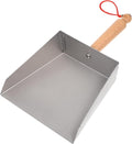 Tofficu Stainless Steel Dustpan with Wood Handle Mini Metal Dust Pan 8.66 X 5.51 Inches Compact Handheld Sweeping Tool for Household and Industrial Cleaning