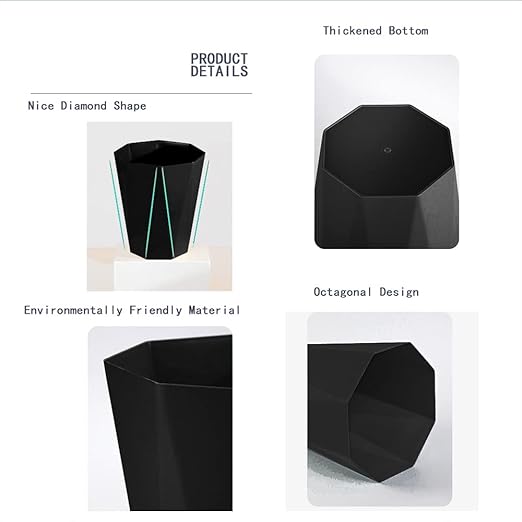Bathroom Trash Can Garbage Can 1.8 Gallon Small Waste Basket Recycling Bin for Toilets Dorms Kitchens, Black