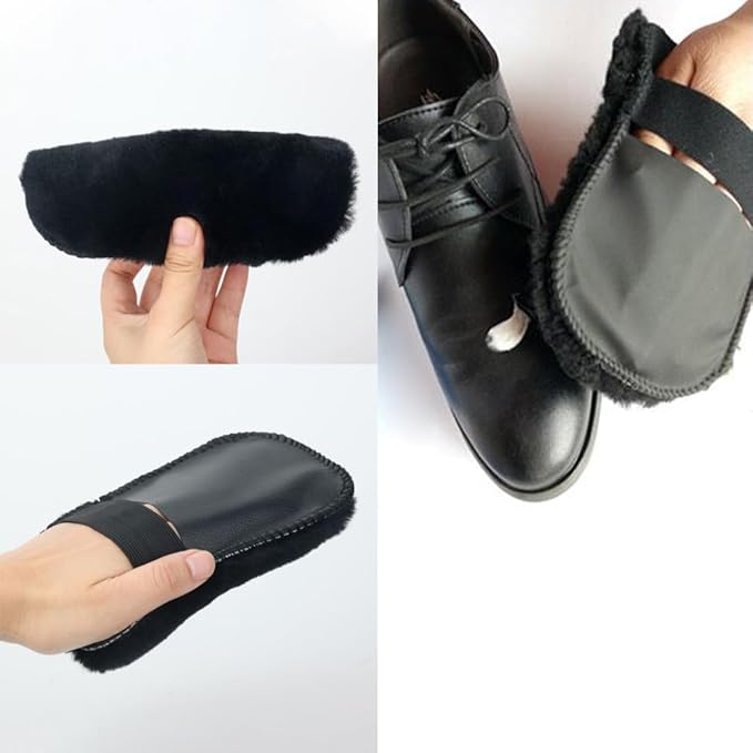 2 Pack Shine Shoes Cloth Shoes Polishing Gloves Shoe Shine Buffing Cloth Polish Dauber Applicators Cleaning Glove for Leather Shoes Boots Mink Oil Cream Knee High Boots Polish Care Kit
