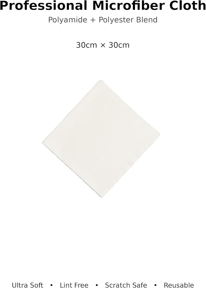 Microfiber Polyamide and Polyester Cleaning Cloth for Everywhere, Glasses, Screens & Delicate Surfaces – Soft, Camera Lens, Car Interior, Piano Black, Lint-Free, Reusable Zigzag Edge (White)