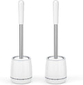 Toilet Brush, Toilet Brush and Holder with 304 Stainless Steel Handle, Space Saving Toilet Bowl Brush for Storage, Durable Bristles Toilet Scrubber for Bathroom Cleaning (2, White)