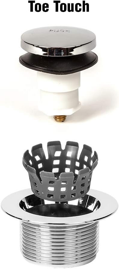 PF0936-PB Toe Touch (Tip Toe, Foot Actuated) Bath Tub/Bathtub Drain Stopper Includes 3/8" and 5/16" Fittings