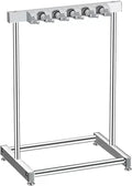2. Removable Metal Broom Rack with Hooks Corrosion-Resistant Mop for Small Spaces Home Garage Storage Cleaning Tool Rack