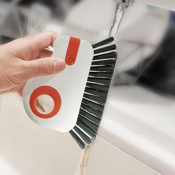 2 in 1 Groove Cleaning Brush, Window Track Cleaning Tools, Multifunction Window Track Cleaner with Hard Bristle and Hidden Scraper, Crevice Brush for Sliding Door Track,for Window Tracks (Gray 1pc)