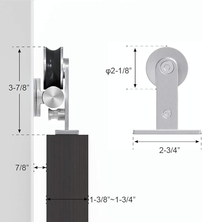 WINSOON Barn Door Hardware Kit 6FT: Brushed Nickel Heavy-Duty Smoothly Quietly Low Profile - Stainless Steel Sliding Door Track for in/Exterior - Easy Assemble Top Mount Barn Door Kit for DIYers