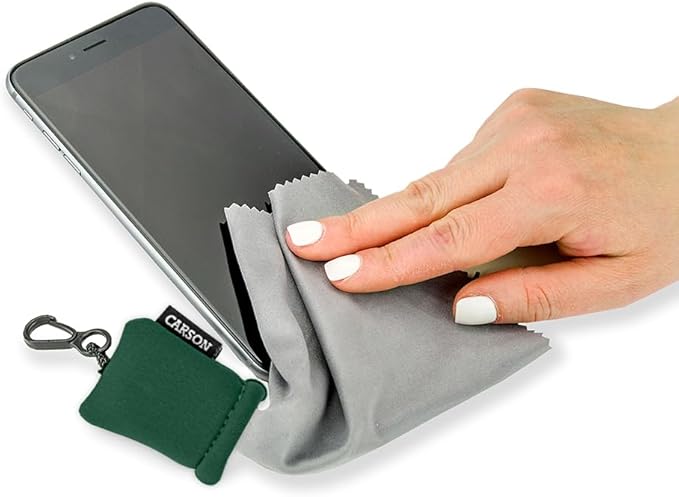 Carson Stuff-It Microfiber Lens Cloth Cleaning System for Eyeglasses, Smartphones, Tablets, Optics, Lenses, Cameras and More
