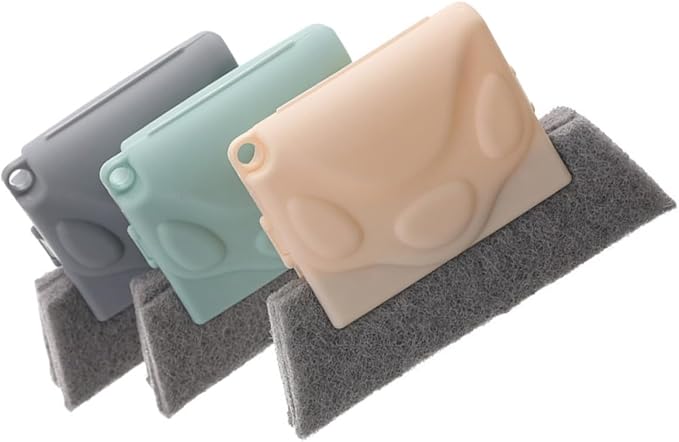 VILLCASE Groove Cleaning Brush Set 3pcs Household Window Track Cleaner Tool for Door Frames Sills and Corners Cleaning Sturdy Handle Random Color
