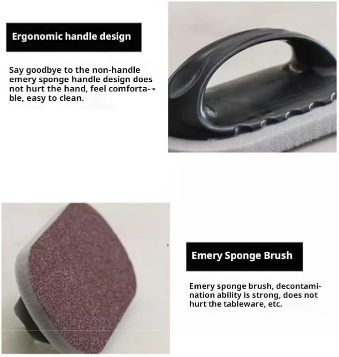 Emery Sponges Brush Household Cleaning Brush with Handle Sponge Eraser Scrub Kitchen Wipe Tool Sink Dishwashing Coffee