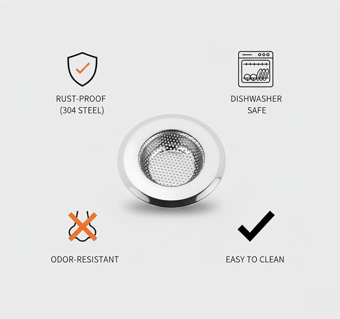 4.5 Inch Kitchen Sink Strainer Basket 2-Pack – Stainless Steel Anti-Clogging Drain Cover with Ultra Micro Mesh, Wide Rim, Rust-Proof Stopper – Fits Most Standard Sinks