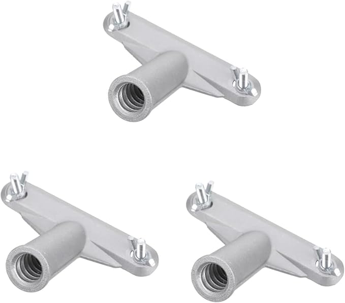 Broom Handle Bracket,5mm Thickness Deck Brush Accessories,Aluminum One-Piece Casting Metal Brackets,Broom Bracket for American Style Threadedd Threaded Tip Replacement (3)