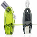 4 in 1 Cup Lid Cleaning Brush Set Multifunctional Bottle Brush Cleaner Tiny Bottle Cup Lid Brush Straw Cleaner Tools Mini Silicone Bottle Cup-Holder Cleaner with Hook Remover Green+Grey