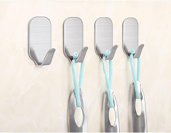 Small Self Adhesive Hooks for Hanging Heavy Duty Stick On Hooks for Wall Sticky Hooks, Pack of 10